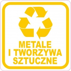 Naklejka NS012/20 BIS segregacja odpadów METALE I TWORZYWA SZTUCZNE
